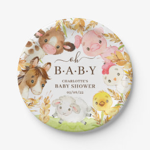 Oh Baby Farm Animals Baby Shower 7" Plättchen Pappteller