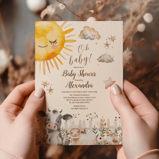 Oh Baby Farm Animals Baby Shower Einladung (Von Creator hochgeladen)