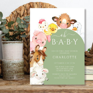 Oh Baby Farm Animals Kinderdusche Einladung