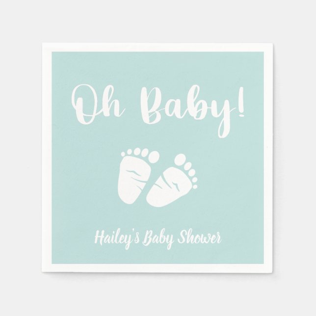 Oh Baby Feet Mint Green Baby Dusche Serviette (Vorderseite)
