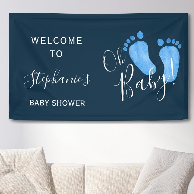 Oh Baby Feet Navy Blue Baby Dusche Begrüßung Banner (Von Creator hochgeladen)