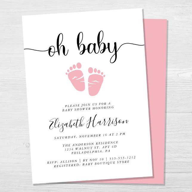 Oh Baby Feet Pink Dusche Einladung (Von Creator hochgeladen)
