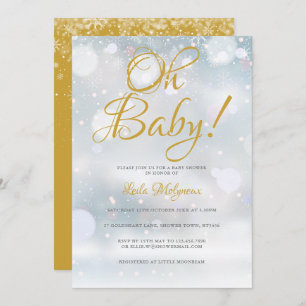 Oh Baby First Snowflakes Babydusche Einladung