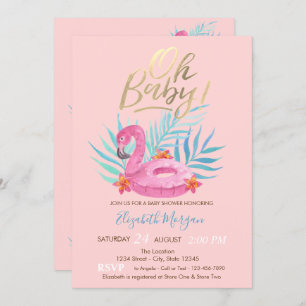 Oh Baby Flamingo Baby Shower Einladung