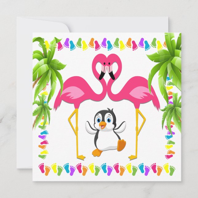Oh Baby Flamingo Einladung (Vorderseite)