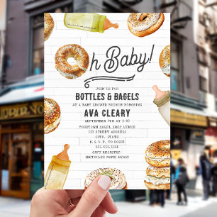 Oh Baby Flaschen & Bagels Baby Dusche Brunch Einladung