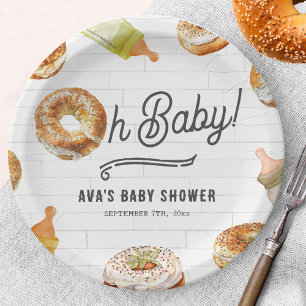 Oh Baby Flaschen & Bagels Baby Dusche Brunch Pappteller