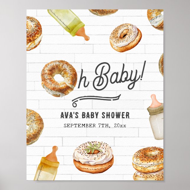Oh Baby Flaschen & Bagels Baby Dusche Willkommen Poster (Vorne)