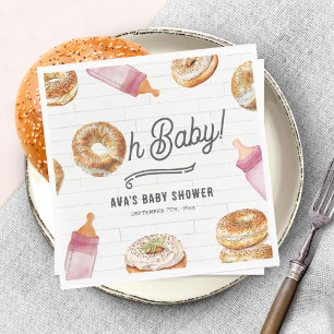 Oh Baby Flaschen & Bagels Girl Baby Dusche Brunch Serviette