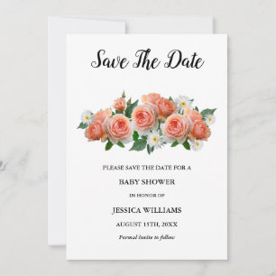 "Oh Baby" Floral Apricot Rose Babydusche Save The Date