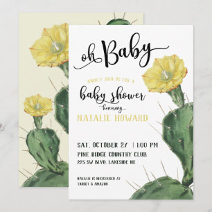 Oh Baby Floral Succulent Baby Dusche Einladung