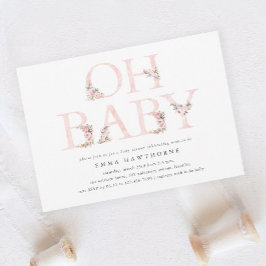 Oh Baby Floral Typografie Pink Baby Dusche Einladung