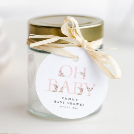 Oh Baby Floral Typografie Pink Baby Dusche Geschenkanhänger