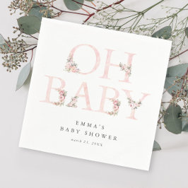 Oh Baby Floral Typografie Pink Baby Dusche Serviette