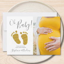 Oh Baby Foto Gold Glitzer Kinderdusche Einladung