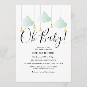 Oh Baby, funkelnde, grüne Babyparty-Besprühung Einladung