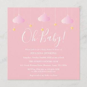 Oh Baby, funkelnde rosa Babyparty Einladung
