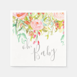 oh Baby Garden Floral Pink Grau Dusche Party Event Serviette