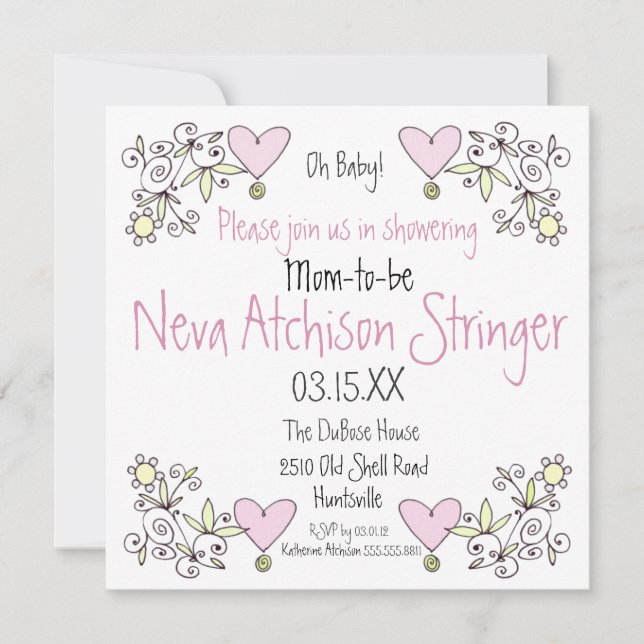 Oh, Baby! Gartendusche Einladung (Vorderseite)