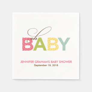 Oh Baby Gemustert Baby Dusche Napkin in Pink Serviette