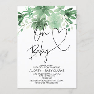 Oh Baby Gender Neutral Baby Dusche Sukkulent Einladung