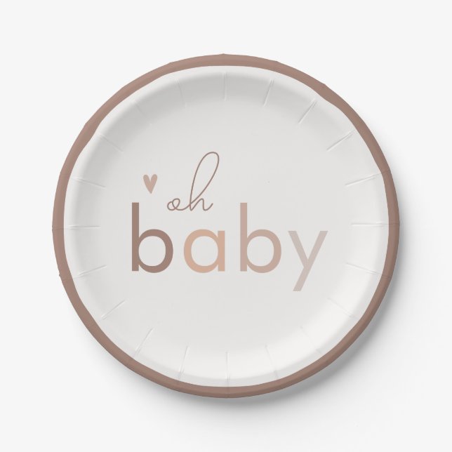 Oh Baby Gender Neutral Modern Baby Dusche Pappteller (Vorderseite)