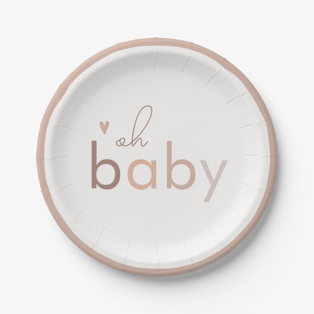 Oh Baby Gender Neutral Modern Baby Dusche Pappteller (Vorderseite)