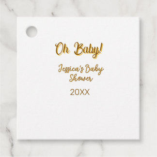 oh baby geschlechtsneutrale Babyparty orange golde Geschenkanhänger