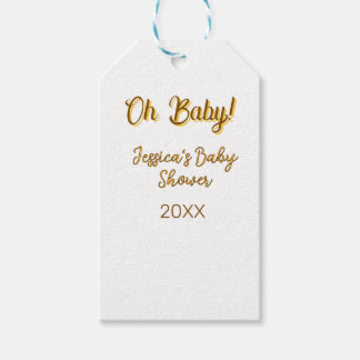 oh baby geschlechtsneutrale Babyparty orange golde Geschenkanhänger