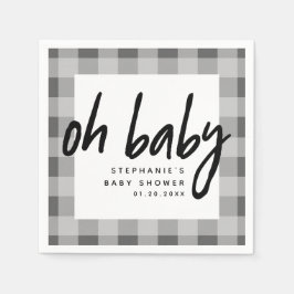 Oh Baby | Gingham Unisex Baby Shower Serviette