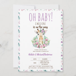 Oh Baby Giraffe A Wild One Safari Animal Floral Einladung