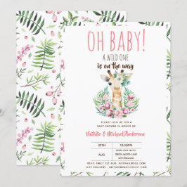 Oh Baby Giraffe A Wild One Safari Animal Floral Einladung