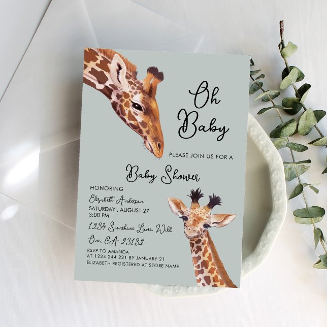 Oh Baby Giraffe Baby Dusche Einladung (Von Creator hochgeladen)
