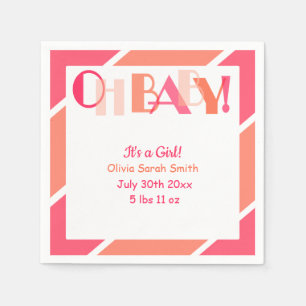 Oh Baby Girl Coral Typografie Moderne Babydusche Serviette