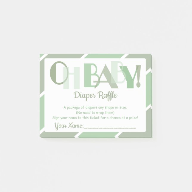 Oh Baby Girl Green Moderne Typografie Diaper Raffl Post-it Klebezettel (Vorderseite)