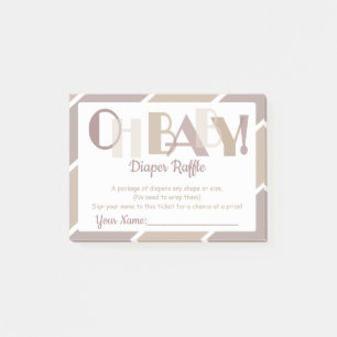 Oh Baby Girl Mocha Modern Typografy Diaper Raffle Post-it Klebezettel