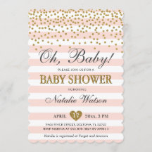 Oh Baby Girl Pink Gold Baby Dusche Einladung