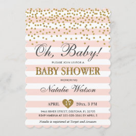 Oh Baby Girl Pink Gold Baby Dusche Einladung