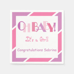 Oh Baby Girl Pink Moderne Babydusche Party Napkins Serviette