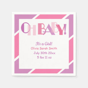 Oh Baby Girl Pink Typografie Moderne Babydusche Serviette
