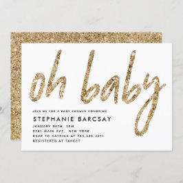 Oh Baby Glam Gold Glitzer Babydusche Einladung