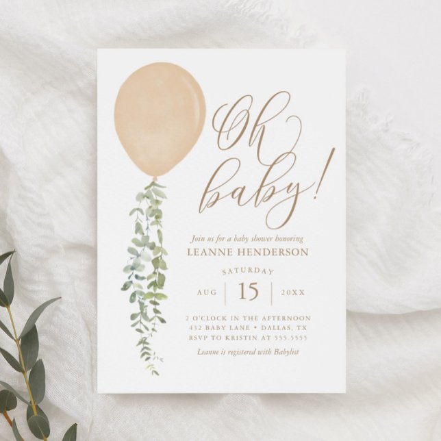 Oh Baby Gold Ballon Eucalyptus Baby Showdusche Inv Einladung (Von Creator hochgeladen)