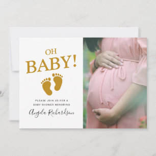 Oh Baby Gold Benutzerdefinierte Foto-Baby-Party-Ei Einladung