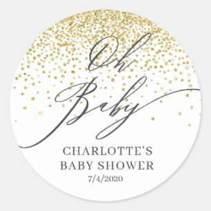 Oh Baby Gold Glitzer Gefallen Sticker