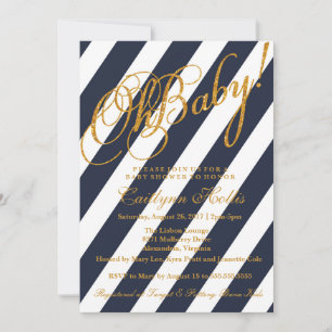 Oh Baby Gold Glitzer Stripe Baby Dusche Einladung