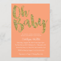 Oh Baby Gold Glitzer und Folie auf pfirsichfarbene