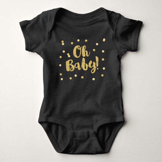 Oh Baby | Gold Imitats Glitzer Confetti Dots Strampler (Vorderseite)