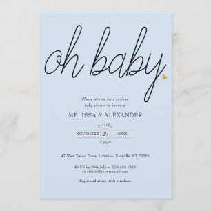 Oh Baby Gold Love Heart Paare Baby Shower Einladung