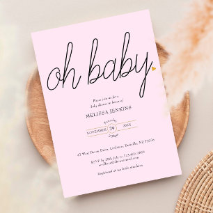 Oh Baby Gold Love Herz Baby Shower / Sprinkle Einladung