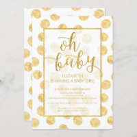 Oh, Baby! Gold Polka Dots Kinderdusche Einladung